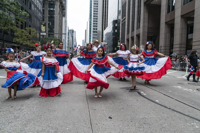 A photo of dancers at the 2021 Dominican Day Parade.
